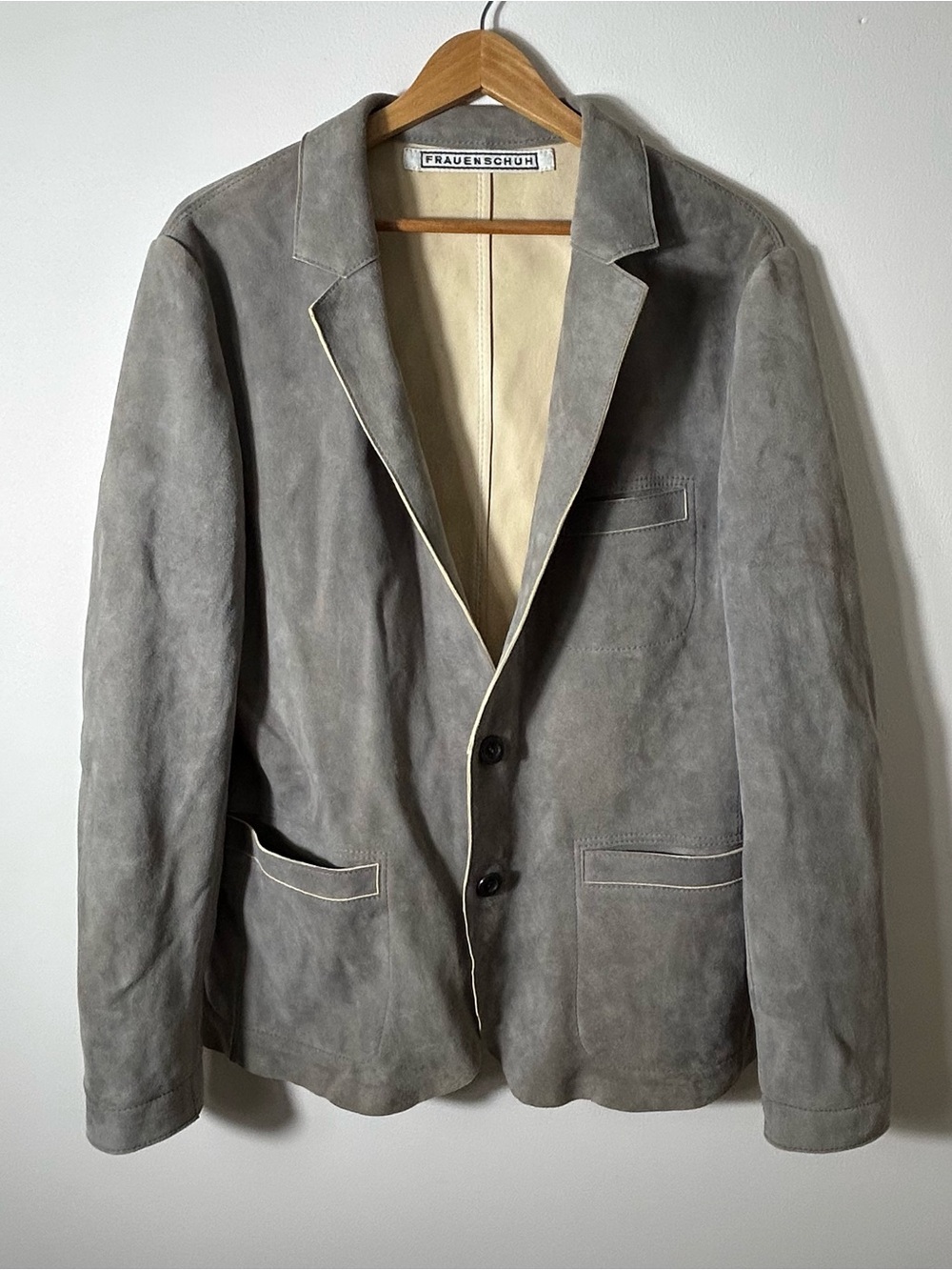 Frauenschuh Stanley Lambskin Jacket Mens Size 5 XL 44-46 Gray Suede Leather